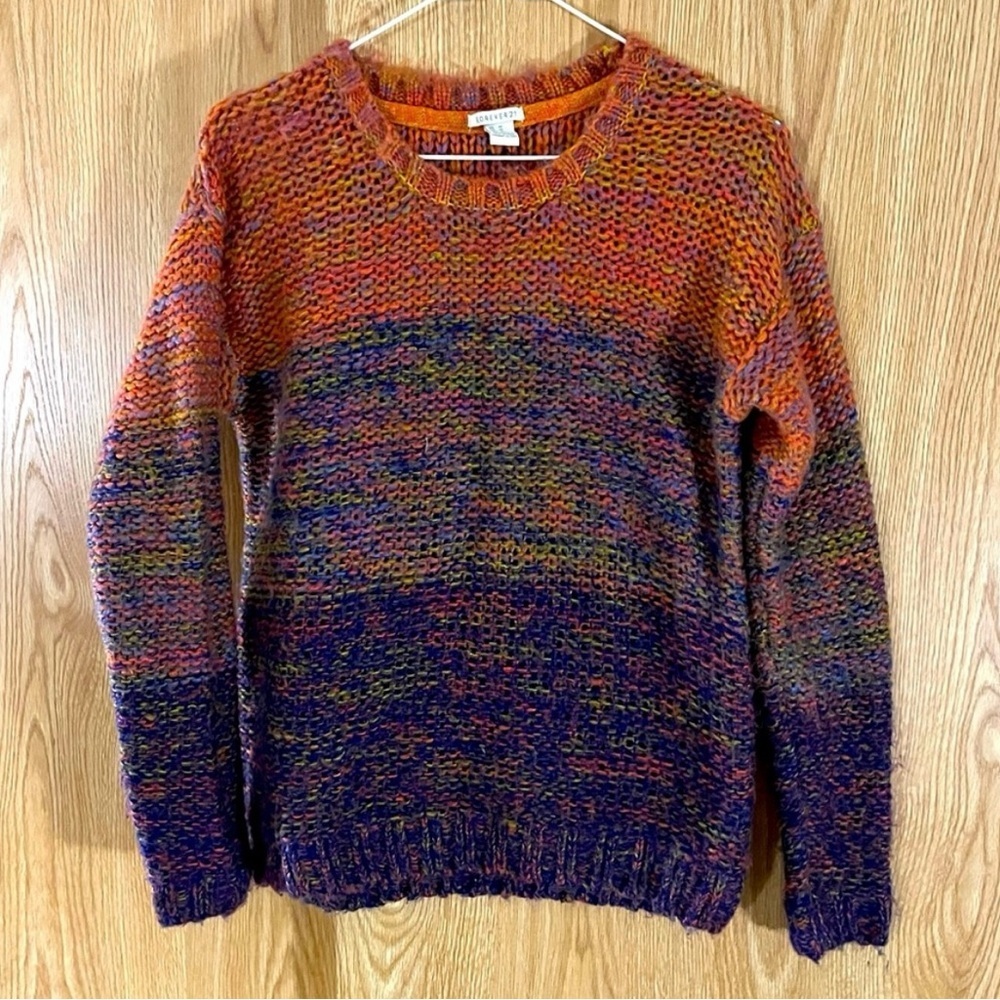 Forever 21 Orange/ Purple Thick Knit Sweater